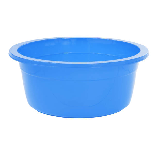 blue plastic wash bowl. White background